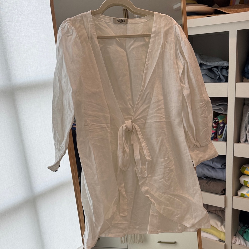 Aura Cream Tie-Front Top